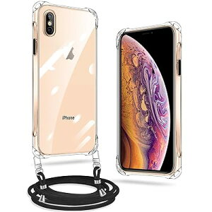 iPhone XS �P�[�X iPhone X �P�[�X �N���A �l�b�N �V�����_�[ �X�g���b�v�t�� iPhone XS �X�}�z�P�[�X iPhone X �J�o�[ �ϏՌ� ���^ �y�� TPU�X�}�z �V���R�� �J�o�[ �R�t�� �΂߂��� �D��X�g���b�v�t�� 