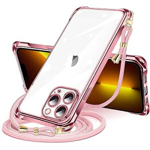 iPhone 13 Pro Max 用 ケース クリア ショルダー iphone13pro max 用 スマホケース アイフォン13ProMax カバー 肩掛け 斜めかけ 縄掛けケース 透明 TPU 薄型 軽量 耐衝撃 紐付き 斜めがけ 織りストラッ