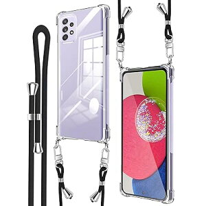 Galaxy A52 5G ケース 耐衝撃 クリア SC-53B SOG05 スマホケース ギャラクシa52 5g 保護カバー 調節可能な ショルダー 肩がけ首掛け 紐付き 薄型 縄掛け ケース 斜めかけケース 透明 より良い滑り止め