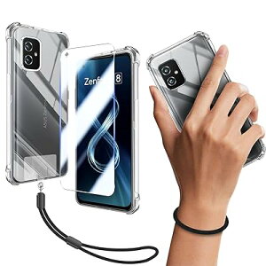 �Ή� ASUS Zenfone 8 ZS590KS �P�[�X �N���A �P�[�X ASUSZS590KS �J�o�[ TPU �ی�P�[�X �J�o�[�w�� + ZS590KS �K���X�t�B���� ASUS ZS590KS �t�B���� ���{���Ɏq�� �t�B���� Zenfone