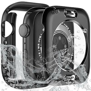 �R���p�`�u�� Apple Watch �A�b�v���E�H�b�` �P�[�X 2-in-1 �h���P�[�X �Ή� AppleWatch SE/SE2 Series 10/9/8/7/6/5/4 �S�ʕی�J�o�[ �ϏՌ� �y�� �E���ȒP(�u���b�N�C44mm)