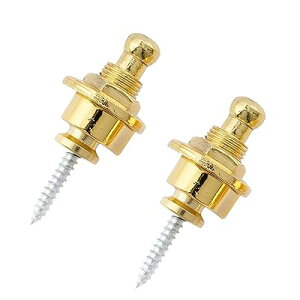ギター ストラップロック ピン Security Strap Locks エレキギター/アコースティックギター/ベース用、ゴールド(2個入)