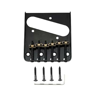 Pro 10.8mm ビンテージスタイルテレキャスターブリッジ ブラス製6WAYサドル Squierとインポートテレキャスターエレキギター用、ブラック