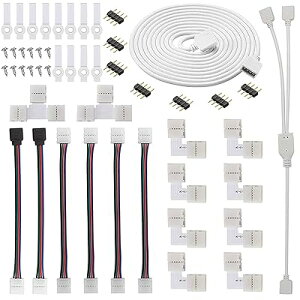 LED�X�g���b�v���C�g�R�l�N�^ SMD5050 10mm�� 4�s��RGB LED�e�[�v���C�gL�^�C�v�R�l�N�^led�e�[�v �����p�P�[�u�� 2����ڑ� �P�[�u�� �ύ����� �ϋv��