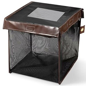 カラスよけネット ゴミネット 屋外 カラス対策用 耐候性素材 折たたみ カラスよけゴミ箱 収納便利 コンパクト 日本語説明書付き (79L, 43x43x43cm, ブラック)