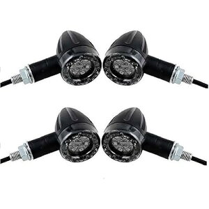 ウィンカー LED 砲弾型 ライト バイク 12V用 前後 左右 黒 4個 セット