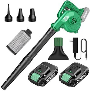 【100m/sを超える最強暴風】 ブロワー 洗車 強力 ブロアー 充電式 エアダスター 延長チューブ付き 2.0Ahバッテリ一2個搭載 コードレスブロワー 風量調整可能 吹き飛ばしと集塵1台2役 空気入れ/