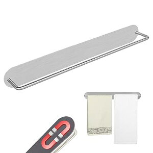 タオル掛け マグネット タオルバー 304ステンレススチール タオルリング バスルームハンガー 、 浴室 キッチンお風呂 洗面台 収納 (40cm-マグネット-銀)