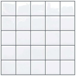 タイルシール キッチン 耐熱 防水 洗面所 トイレ DIY 家具やアイテムの装飾 タイルシート 壁紙シール 3D リメイクシート【25x25cm, 4枚, 真っ白(G)】