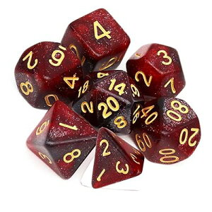 7�� ���ʑ̂̃_�C�X �T�C�R�� 16mm D20 D12 D10 D8 D6 D4 Dungeons and Dragons �ADND�A TRPG�A MTG�Ȃǃe�[�u���Q�[���p (���b�h �u���b�N ����)