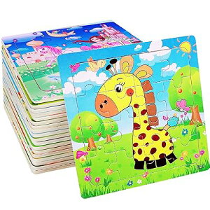 パズル 知育パズル 木製パズル ジグソーパズル 子供 高齢者向け モンテッソーリ教育おもちゃ 木のおもちゃ 動物形状パズル 16ピース 知育おもちゃ 6歳以上対象