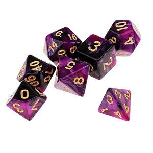7�� ���ʑ̂̃_�C�X �T�C�R�� 16mm D20 D12 D10 D8 D6 D4 Dungeons and Dragons �ADND�A TRPG�A MTG�Ȃǃe�[�u���Q�[���p (�p�[�v���u���b�N)