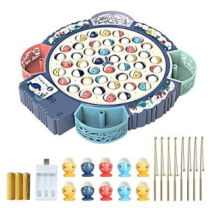 電動釣りゲーム くるくる魚釣り かわいい魚 多機能玩具 フィッシング おもちゃ 音楽回転 ミュート可能 遊び 子供 人気 誕生日 贈り物 入園お祝い クリスマス プレゼント (充電式(ブルー))
