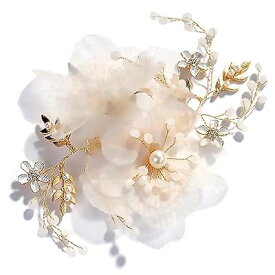 髪飾り 子供髪飾り 花びら フラワーヘアークリップ 1点 花嫁ヘッドドレス 上品なヘアアクセサリー 女の子 結婚式/披露宴/成人式に/子供の発表会/入学式/入園式/卒業式/演奏会/写真撮影/ギフトさんに適用 ヘアピン ホワイト