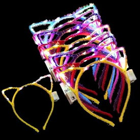 猫耳ヘッドバンド LED 光る カチューシャ コスチューム 猫耳カチューシャ レディース 子供 コスプレ 衣装 コスプレ小物 パーティー用品 お祭り 10個セットランダムカラー