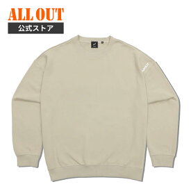 【4/20限定★クーポンで10％OFF】≪公式≫ALL OUT SWEAT SHIRT BIG LOGO メンズ スウェット シャツオールアウト ビッグロゴ トレーニングウェア ジム フィットネス 長袖 おしゃれ ブラック ベージュ 大きい A1240002