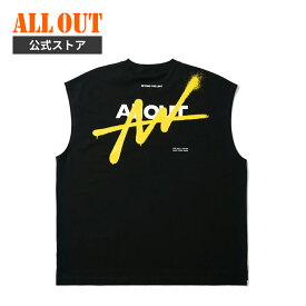 【4/20限定★クーポンで10％OFF】≪≪公式≫ALL OUT NO SLEEVE SPRAY メンズ タンクトップ ノースリーブオールアウト スプレー トレーニングウェア ジム フィットネス おしゃれ シンプル ブラック 大きい A1240008