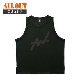 【4/20限定★クーポンで10％OFF】≪公式≫ALL OUT NO SLEEVE BIG LOGO メンズ タンクトップ ノースリーブオールアウト ビッグロゴ トレーニングウェア ジム フィットネス おしゃれ シンプル ブラック 大きい A1240009