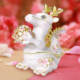 【正規品】 ＜桜の守り竜＞かわいい子龍 辰年 干支の置物 竜 龍 ジュエリーボックス インテリア雑貨 干支 桜 サクラ さくら お母さん アクセサリーケース 宝石箱 ギフトボックス入り 東京銀座PICALS 東京銀座ピカルス ピィアース EX625-1
