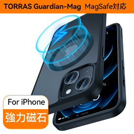 【MagSafe磁力抜群】 TORRAS iPhone15 ケース iPhone14 13 12ケース iPhone15 14 12 Pro 15 ProMax 13mini ケース マグネット搭載 半透明 耐衝撃 米軍MIL規格 マット 全面保護 黄ばみなし ストラップホール付き カバー マグセーフ対応 Guardian-Mag