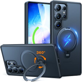 TORRAS Galaxy S25 UltraケースMagSafe対応 スタンド付き 縦横両対応 強磁力リング マグネット搭載 高耐久性 黄変防止 ワイヤレス対応 米軍規格 耐衝撃 指紋防止 UPRO Ostand Spin ブラック