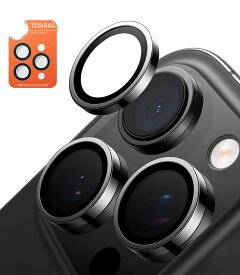 iPhone 16Pro 16ProMax カメラフィルム レンズカバー 【TORRAS】 強化ガラス 黒縁取り 元のまま再現 カメラカバー 1セット LensGuard