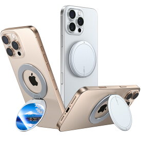 TORRAS MagSafeスタンド スマホスタンド【新登場・鏡付き】Magsafe ミラー マグセーフ iPhone 16 15 14 13 12 対応 薄型 マグネット式 高耐久 角度調整 強力磁気 縦横両立 多機能 スマホグリップ 全機種対応 コンパクトミラー 男性 女性 シルバー ブラック