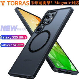 TORRAS Galaxy S25 Ultra ケース Galaxy S24 Ultra ケース【耐衝撃認証 MagSafe対応】レンズ保護 ワイヤレス充電対応 傷防止 黄ばみなし 米軍MIL規格取得 指紋防止 オリジナル設計 ギャラクシーs25 ultra ケース 半透明感 サラサラ マットブラック 黒い