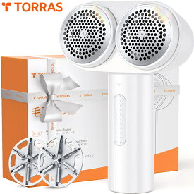【最新製！2倍面積】TORRAS けだまとり 毛玉取り 電動 毛玉取り機 毛玉クリーナー 毛玉取り器 強力12枚刃 抜け毛取り用シリコンブラシ 強力刃 Type-C充電式 USB充電式 長寿命電池 50ML 安全装置 様々な⾐類 靴下 旅行 自宅用 生地を傷めない 切れ味 替刃2 ホワイト