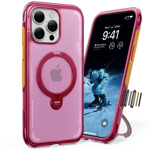 �yOstand Q3 Air�zTORRAS iphone 17 pro �P�[�X iphone 17ProMax iPhone16Pro �P�[�X iPhone16ProMax �P�[�X 360�x ��]�X�^���h �X�^���h�P�[�X �����O �}�O�l�b�g���� MagSafe�Ή� ���C�����X�[�d�Ή� ��G�� �ČR�K
