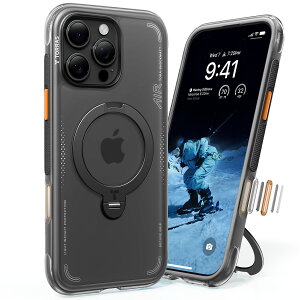 �yOstand Q3 Air�zTORRAS iphone 17 pro �P�[�X iphone 17ProMax iPhone16Pro �P�[�X iPhone16ProMax �P�[�X 360�x ��]�X�^���h �X�^���h�P�[�X �����O �}�O�l�b�g���� MagSafe�Ή� ���C�����X�[�d�Ή� ��G�� �ČR�K