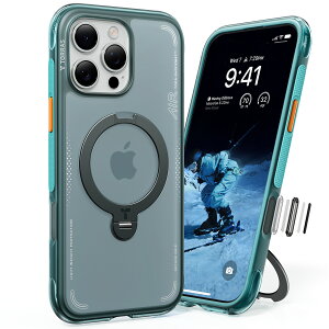 �yOstand Q3 Air�zTORRAS iphone 17 pro �P�[�X iphone 17ProMax iPhone16Pro �P�[�X iPhone16ProMax �P�[�X 360�x ��]�X�^���h �X�^���h�P�[�X �����O �}�O�l�b�g���� MagSafe�Ή� ���C�����X�[�d�Ή� ��G�� �ČR�K