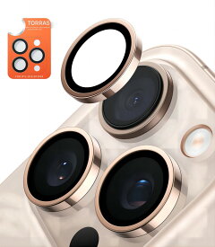 iPhone16Pro/iPhone16Pro Max カメラカバー 【宇宙航空材料・元のまま再現】TORRAS デザートチタニウム色 カメラフィルム レンズカバー レンズプロテクター カメラカバー カメラフィルム 強化ガラス 黒縁取り カメラカバー 1セット LensGuard 交換保証180日