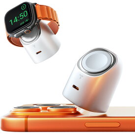 「業界極小型 低温 急速充電」TORRAS Flasheye For Apple Watch 充電器 2in1 45W 急速充電器 タイプc【USB PD/PSE技術基準適合】アップルウォッチ/iPhone/iPad/Android MacBook Air その他各種機器対応 (スペースグレー/ホワイト/ピック)