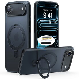 TORRAS iPhone Air 用 ケース【業界初の耐衝撃スタンド・立てれば安定】リング Magsafe対応 マグネット搭載 米軍規格MIL カメラコントロールボタン 耐久性 頑丈 ワイヤレス充電対応 耐衝撃 滑り止め 半透明「Ostand Q1 Guardian」（ブラック）