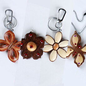 キーホルダー 花モチーフ 蝶モチーフ キーリング 雑貨 ギフト こども 木製 木材 手作り 手づくり ビンテージ グッズ 可愛い かわいい レトロ ナチュラル雑貨 木のおもちゃ チャーム キー 鍵 飾り カバン飾り バッグチャーム ヴィンテージ雑貨 ヴィンテージ ヨロパ感性