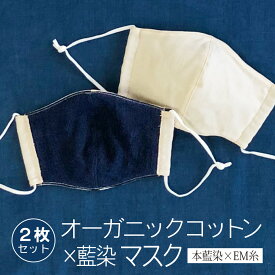 《内側天然藍染》《2枚》コットンマスク 日本製 藍染 布マスク 立体マスク 2枚組 大人用マスク レディース メンズ 洗える 綿 通気性 おしゃれ 柔らかい 藍染 オーガニックコットン EM 阿波藍 本藍染 母の日 父の日 敬老の日 エンバランス トータス