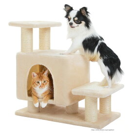 シ 仔猫対応 猫ベッド 雲モチーフ おしゃれデザイン 爪研ぎ機能 ジャンプ苦手な猫 低め設計 ステップ付き ミニ猫タワー