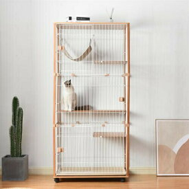 キャットケージ 3段 木製フレーム ペットケージ キャスター付 猫ゲージ 大型 多頭飼い ネコドア キャットハウス 2段可能 留守番 保護 脱走防止 おしゃれ 一年安心保証