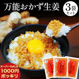 ＼ 楽天スーパーSALE 1000円ポッキリ !／ ＜ ヒルナンデス で紹介 ＞高知県産 生姜 使用！【 食べる生姜 】【 万能 おかず生姜 】その他いろんな 料理 に使えて便利 3袋セット 実用的 ギフト お歳暮