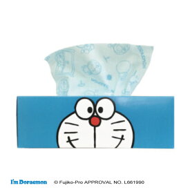 【ドラえもん I’ m Doraemon キュートBOX：ボックスティッシュ（10個セット）】ドラえもんのプリント柄ボックスティッシュ｜強くてしなやかな “清流ティッシュ”