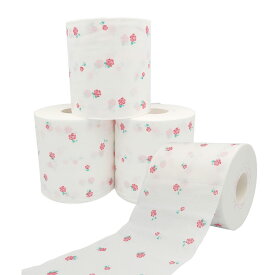 【定期購入で5%OFF】【ローズ：トイレットペーパーダブル（30ロール）】薔薇の模様のトイレットペーパー 無香料 30ロール入り｜"清流ティッシュ" ローズシリーズ