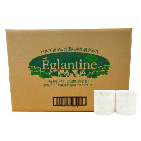 【定期購入で5%OFF】【エグランティーヌ：トイレットペーパーダブル（30ロール）】野薔薇のプリント付 2色×15ロール入り（ピンク・イエロー） 薔薇の香り付き｜"清流ティッシュ" エグランティーヌシリーズ
