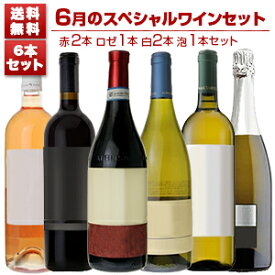 【送料無料】1本あたり2200円！6月のスペシャルワインセット赤2本ロゼ1本白2本泡1本 イタリアワイン (750ml×6) 福袋