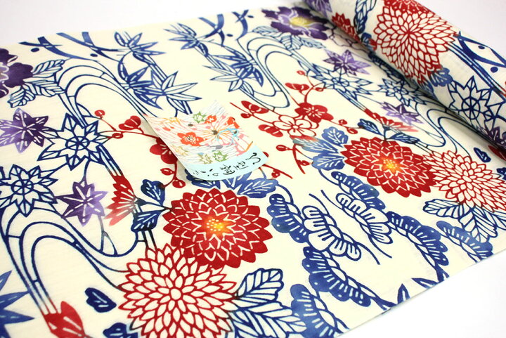 楽天市場】呉服屋 綿麻 女性浴衣 源氏物語 東京本染め 両耳 反物 紅型  