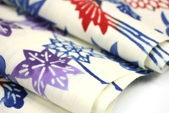 楽天市場】呉服屋 綿麻 女性浴衣 源氏物語 東京本染め 両耳 反物 紅型  