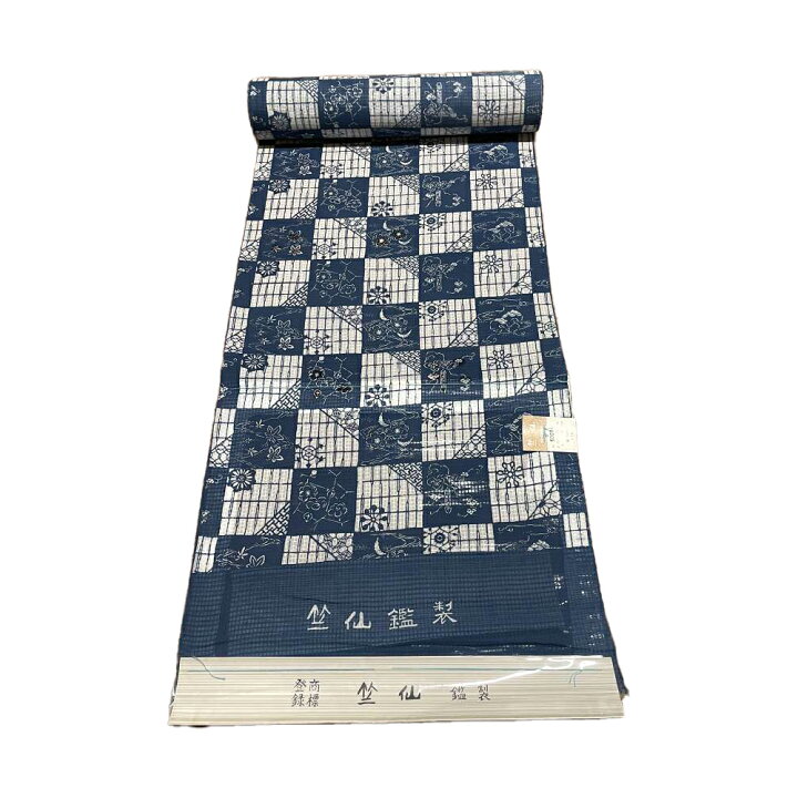 楽天市場】◇受注生産◇ 呉服屋 竺仙鑑製 女物 浴衣 反物 白×紺（草花 