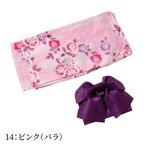 浴衣 ゆかた ジュニアサイズ ハイジュニア レディース 女物 2点セット 子供 130 140 150 作り帯つき 子ども こども 作り帯は日本製 簡単着付け 古典柄 花柄 浪漫 レトロ 仕立て上がり浴衣 プレタ