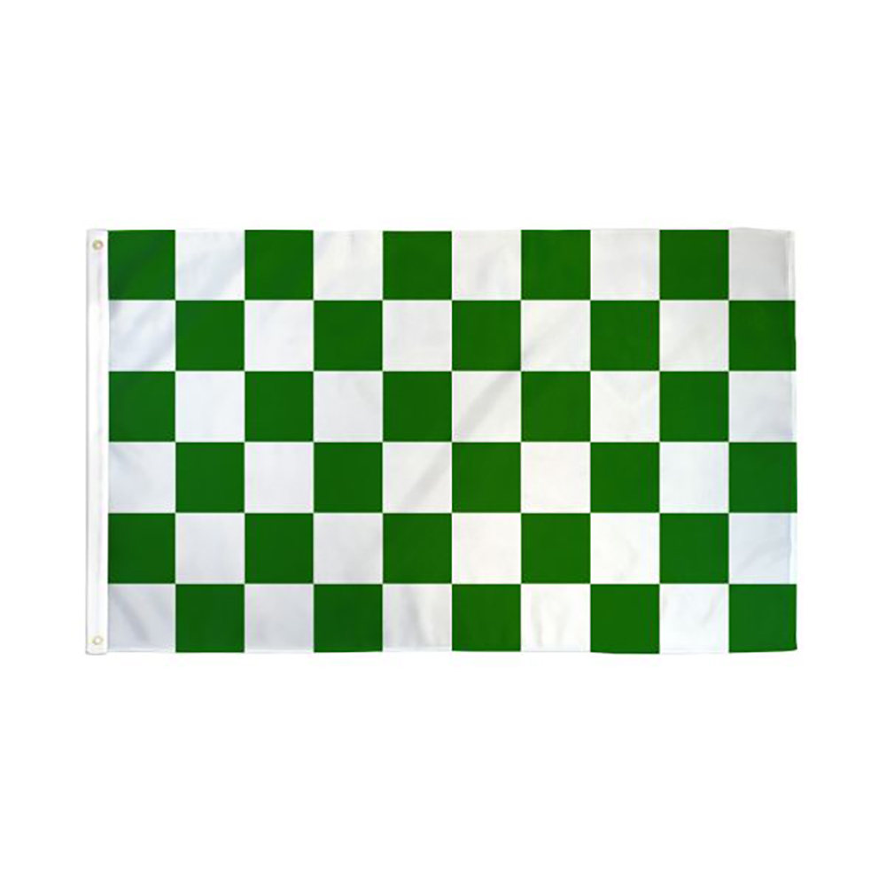 セール中の呼び込み旗や 正規取扱店 スポーツ観戦の応援旗などに <BR アメリカンフラッグ 緑白チェッカー メール便可 3×5ft White 150×90cm Green Flag Checkered 値引き