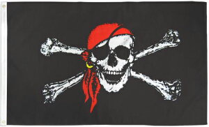 �A�E�g���b�g �y�A�����J���t���b�O�z �p�C���[�c Red Bandana Jolly Roger Flag ( �W�����[�E���W���[ ���b�h�o���_�i) �t���b�O 3×5ft�i150×90cm�j FP-012